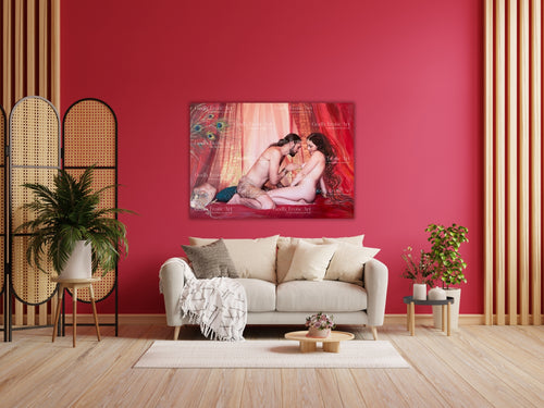 "When Pure Eros encounters the grace of heavenly perfection in a touch of brightness" 80x 120 cm