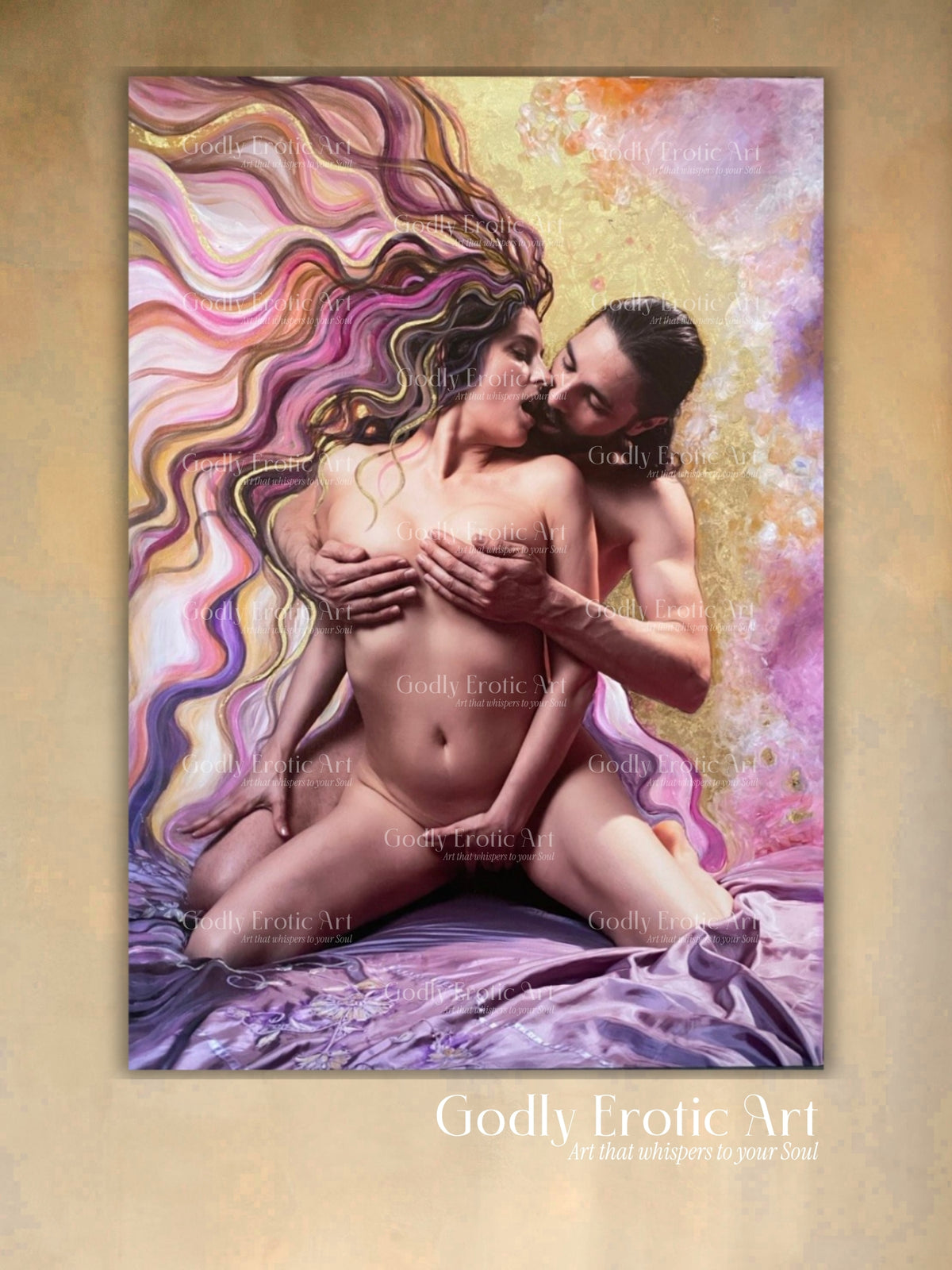"Passion raised to its highest plane in every sublime, ardent kiss"  80x 120 cm