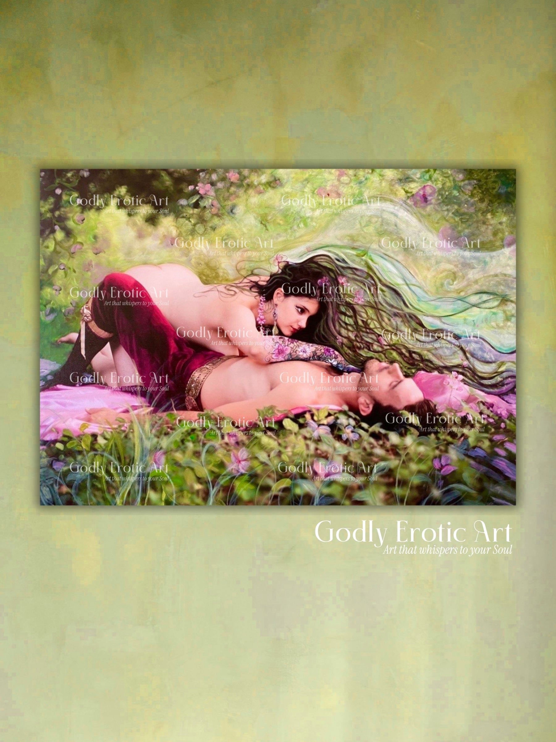 "The awakened femininity that honours the conscious virtue of every loving gesture" 80x 120 cm