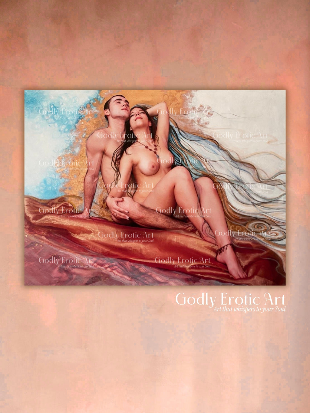 "The celestial harmony of lovers who seek the ecstatic realm of deific glory" 80x 120 cm