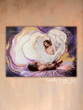 "The subtle flight expanded to infinity through all the cosmic hues of Love" 80x 120 cm