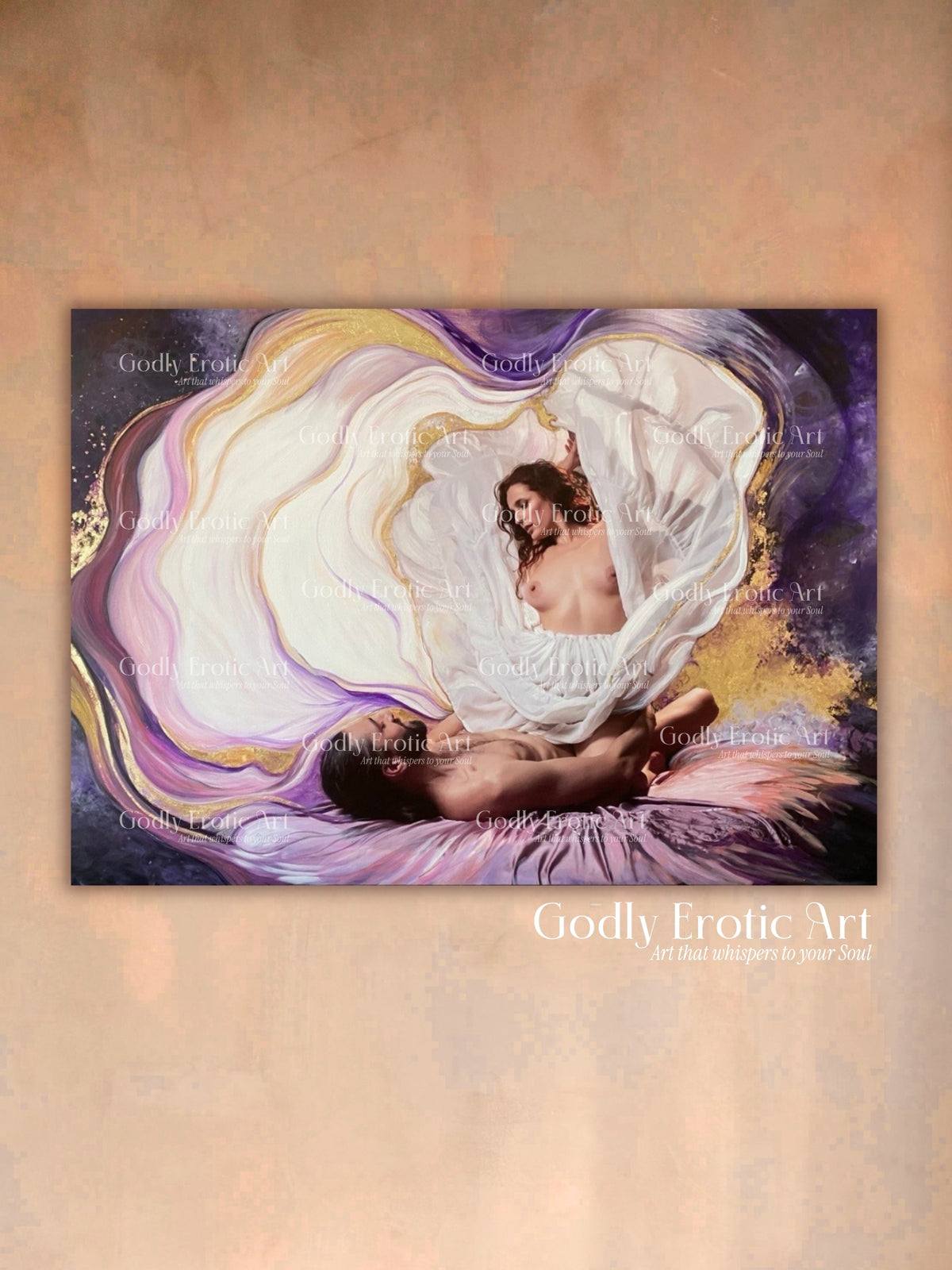 "The subtle flight expanded to infinity through all the cosmic hues of Love" 80x 120 cm